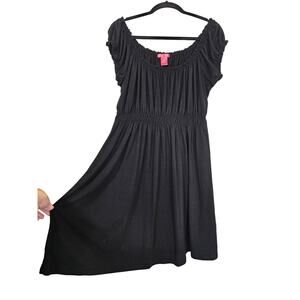 Mix & Co Womens Black Off the Shoulder Casual Knit Empire Waist Mini Dress 2XL